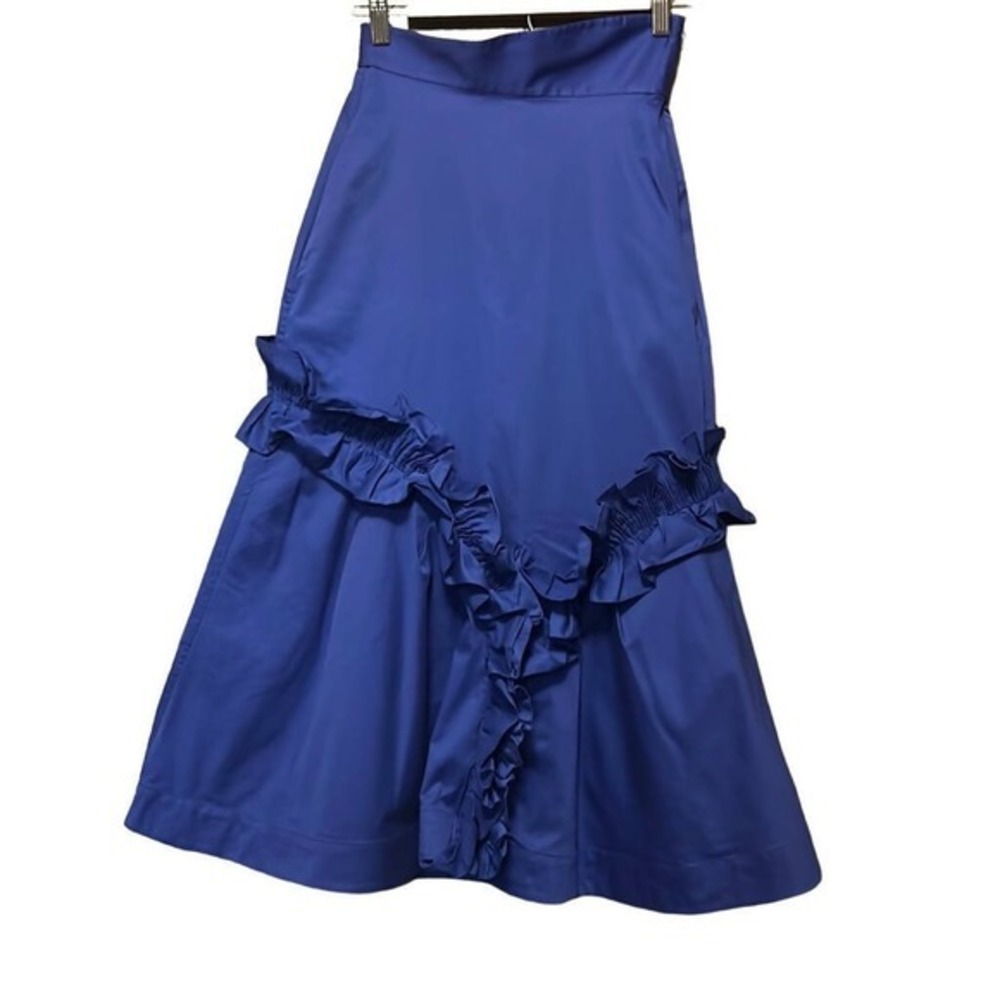 Teija Ruffled A-Line Midi Skirt Blue